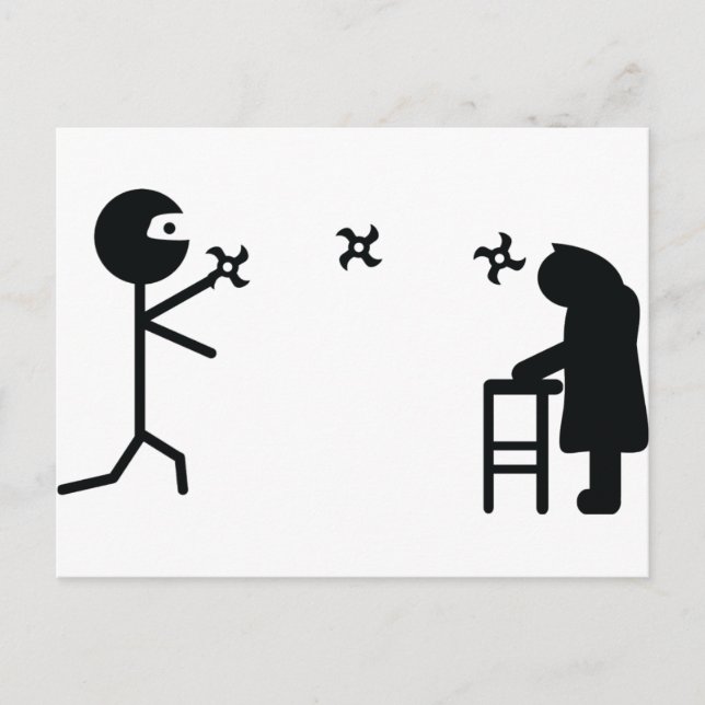 Schwarz-Bad Ninja Kampf Großmutter Postkarte (Vorderseite)