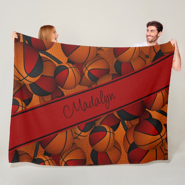Schwarz-Basketball-Muster personalisiert Fleecedecke (Beispiel)