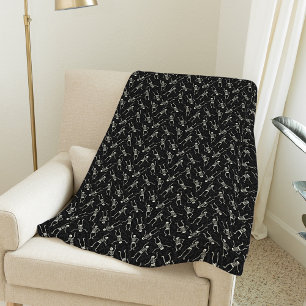 Schwarz-Beige Halloween-Skelettmuster Fleecedecke