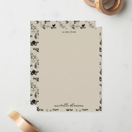 Schwarz & Beige Hand Dragezeichnetes Tattoo-Muster Mitteilungskarte