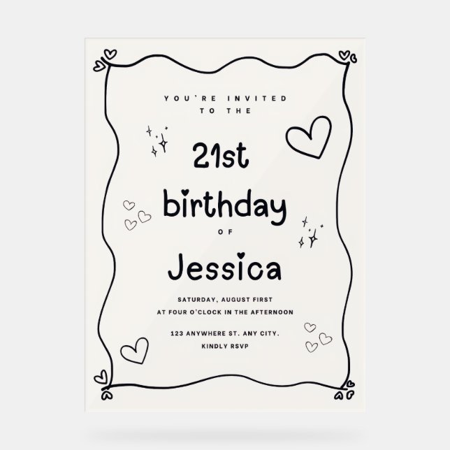 Schwarz-Beige Herzmindestinationen Acrylschild (Vorderseite)