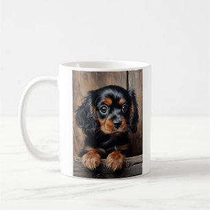 Schwarz-Bein-Cavalier-Welpe Kaffeetasse