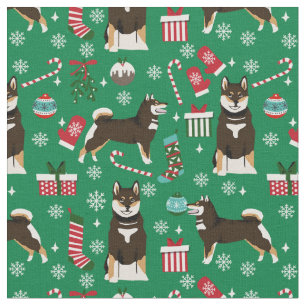 Schwarz-Bein-Shiba-Inu-Hundeschlitten Stoff