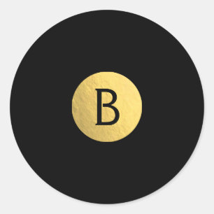 Schwarz (beliebig farbig) Goldfolie Moderne Monogr Runder Aufkleber