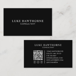Schwarz Beruflich Eleganter moderner Minimal QR Co Visitenkarte