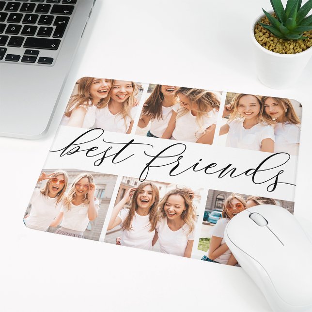 Schwarz | Best Friends Foto Collage Mouse Pad Mousepad (Von Creator hochgeladen)