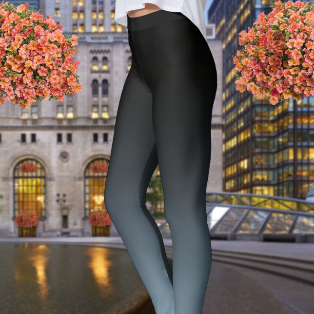 Schwarz bis Aquamarin Bue Grau Ombre Gradient Fade Leggings (Von Creator hochgeladen)