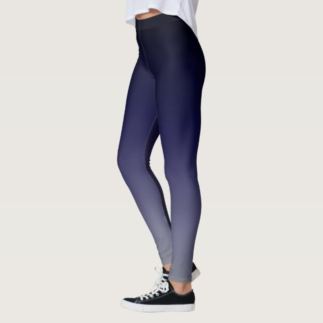 Schwarz bis Tief Lila Ombre-Farbbreite Leggings (Links)