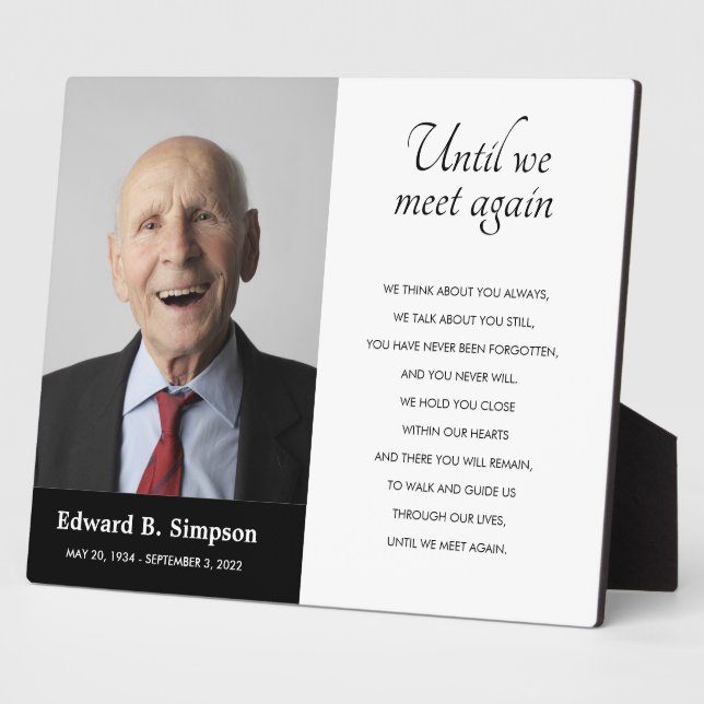 Schwarz bis wir wieder treffen Memorial Gedicht Fo Fotoplatte (Seite)