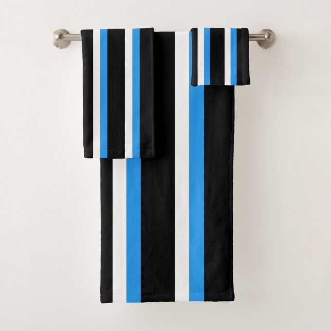 Schwarz Blassblau Weiß Streifen Badhandtuch Set (Insitu)