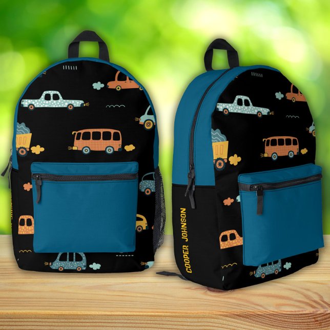 Schwarz-Blau-Autos mit Sondernamen Jungs Rucksack (Von Creator hochgeladen)