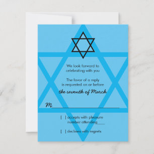 Schwarz-Blau-Bar Mitzvah-UAWG-Antwortkarte RSVP Karte