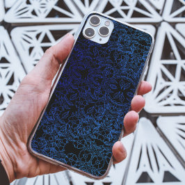 Schwarz-Blau-Blume-Muster einzigartig ästhetisch Case-Mate iPhone 14 Pro Max Hülle