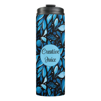 Schwarz & Blau Botanische Personalisierung des The Thermosbecher
