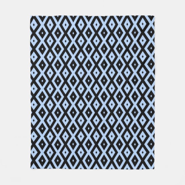 Schwarz-Blau-Diamantmuster Fleecedecke (Vorderseite)