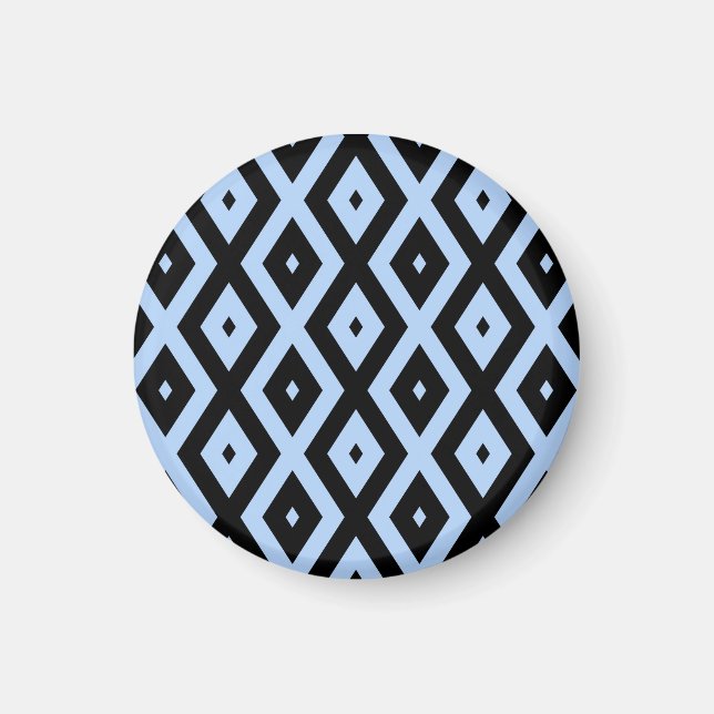 Schwarz-Blau-Diamantmuster Magnet (Vorne)