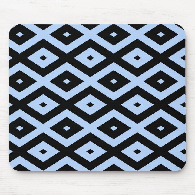 Schwarz-Blau-Diamantmuster Mousepad (Vorne)
