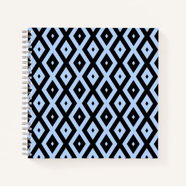 Schwarz-Blau-Diamantmuster Notizbuch (Vorderseite)
