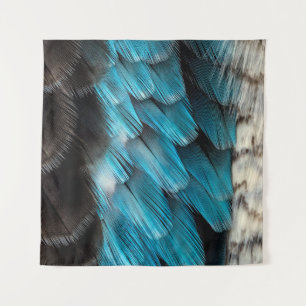 Schwarz-Blau-Feder Wandteppich