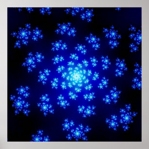 Schwarz-Blau-Fraktal Poster