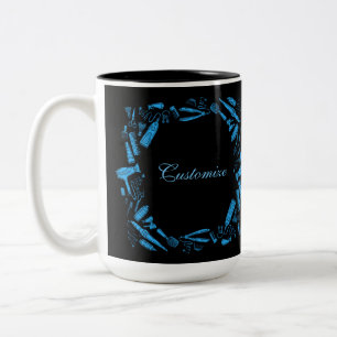 Schwarz-Blau-Haarstylist Zweifarbige Tasse