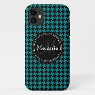 Schwarz-Blau-Hahnentrittmuster Mit Monogramm Muste Case-Mate iPhone Hülle
