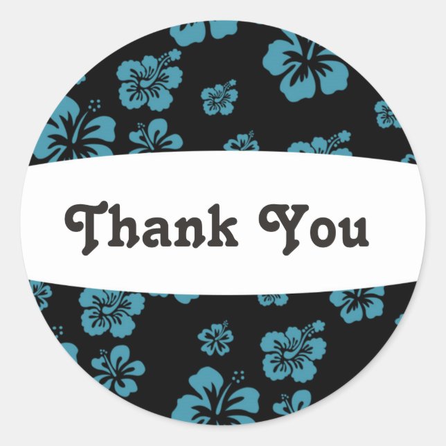 Schwarz/Blau Hibiskus Blume Blumenaufkleber für Pa Runder Aufkleber (Vorderseite)