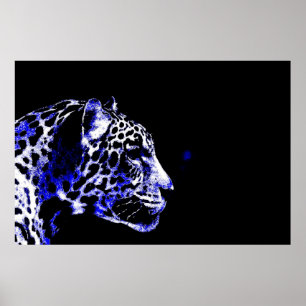 Schwarz & Blau Jaguar Pop Art Poster