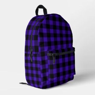 Schwarz-Blau-Karo-Backpack Bedruckter Rucksack