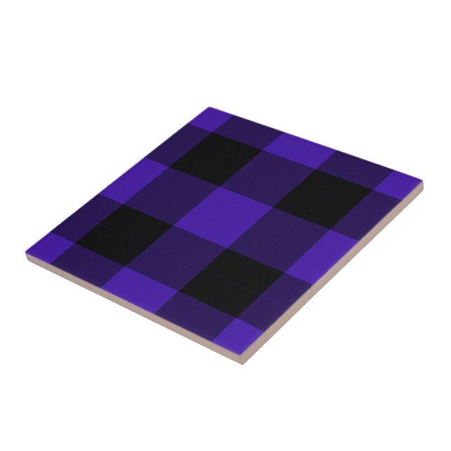 Schwarz-Blau-Karo-Keramik Fliese (Seite)