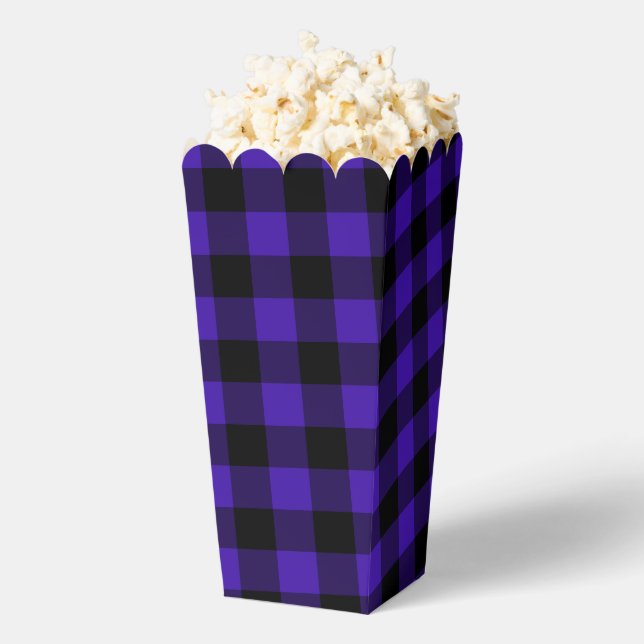 Schwarz-Blau-Karo Muster Popcornbox Geschenkschachtel (Geplatzt)