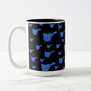 Schwarz & Blau-Kitchenmuster Zweifarbige Tasse