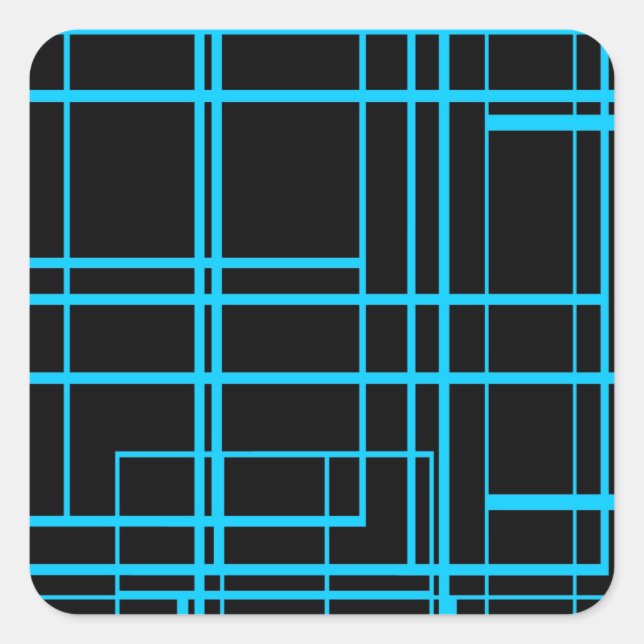 Schwarz-Blau-Laserdesign Quadratischer Aufkleber (Vorderseite)