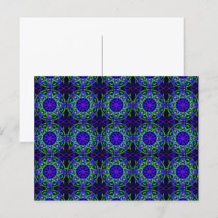Schwarz Blau Lila Limettengrün Mechanische Zeichnu Postkarte