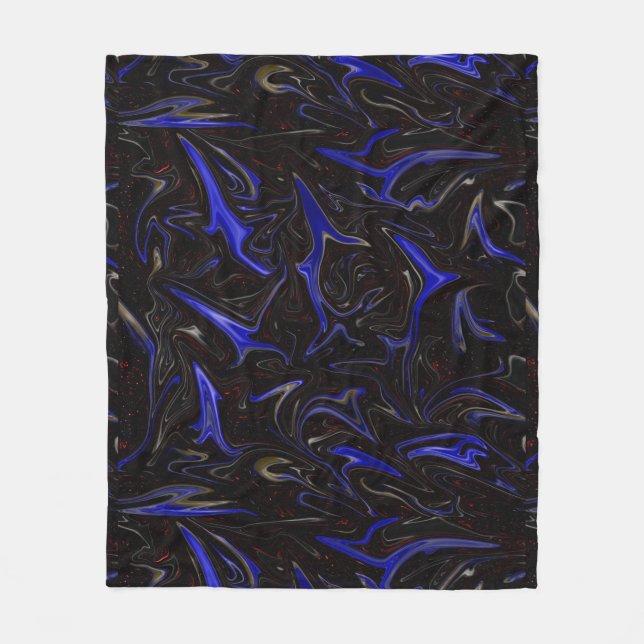 Schwarz-blau-liquefied Outer Space-Muster, Fleecedecke (Vorderseite)