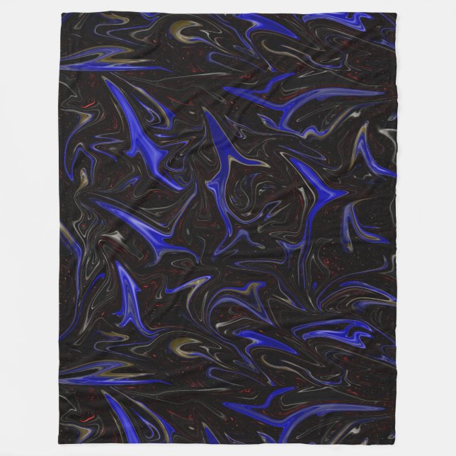 Schwarz-blau-liquefied Outer Space-Muster, Fleecedecke (Vorderseite)
