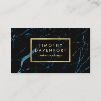 Schwarz/Blau-Marmor mit Imitaten Gold Text Designe Visitenkarte