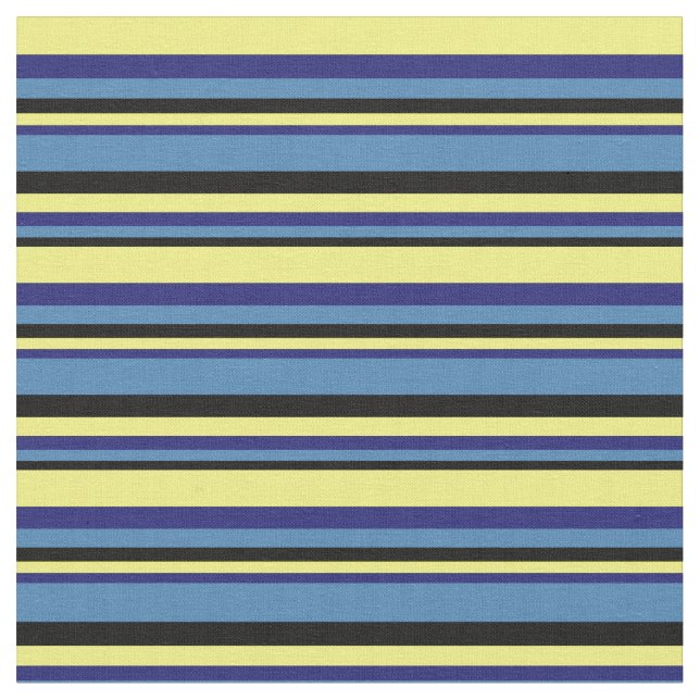 Schwarz, Blau, Mitternachtsblau und Gelb Stoff (Nahaufnahme)