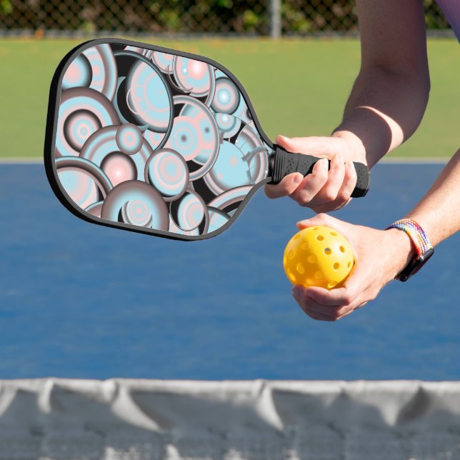 Schwarz-Blau-Mocha-Rosa-Farbkreis Pickleball Schläger (InSitu)