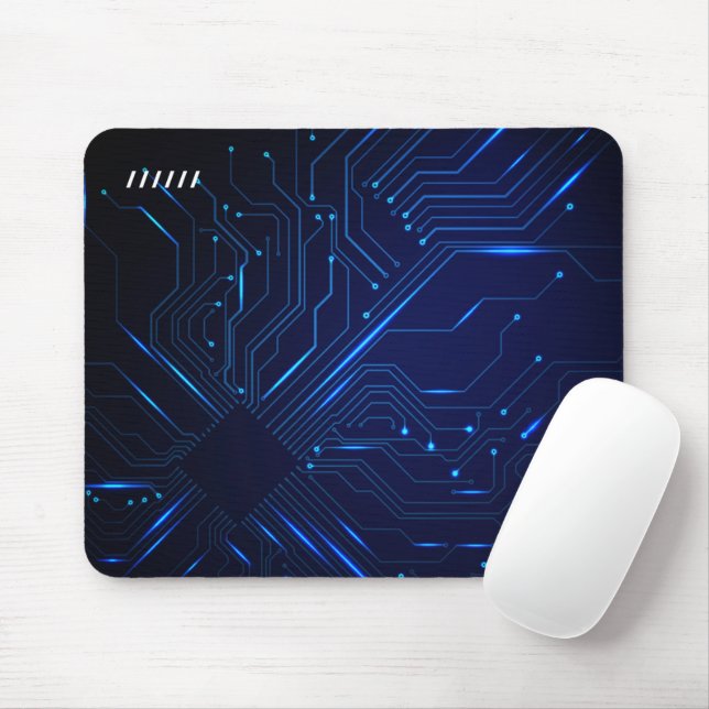Schwarz-Blau-Moderne Technologie Mousepad (Mit Mouse)