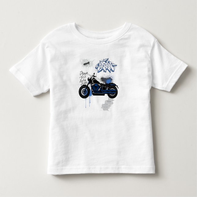 Schwarz-Blau-Motorradgraffiti grau Kleinkind T-shirt (Vorderseite)