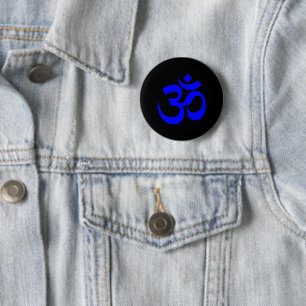 Schwarz-Blau-Om-Symbol Button