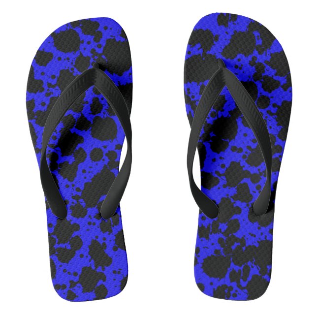 Schwarz-Blau-Paint-Spritzer Muster Funny Flip Flops (Fußbett)