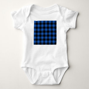 Schwarz-Blau-Schachbrettmuster Baby Strampler