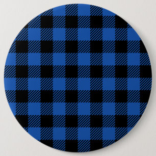 Schwarz-Blau-Schachbrettmuster Button