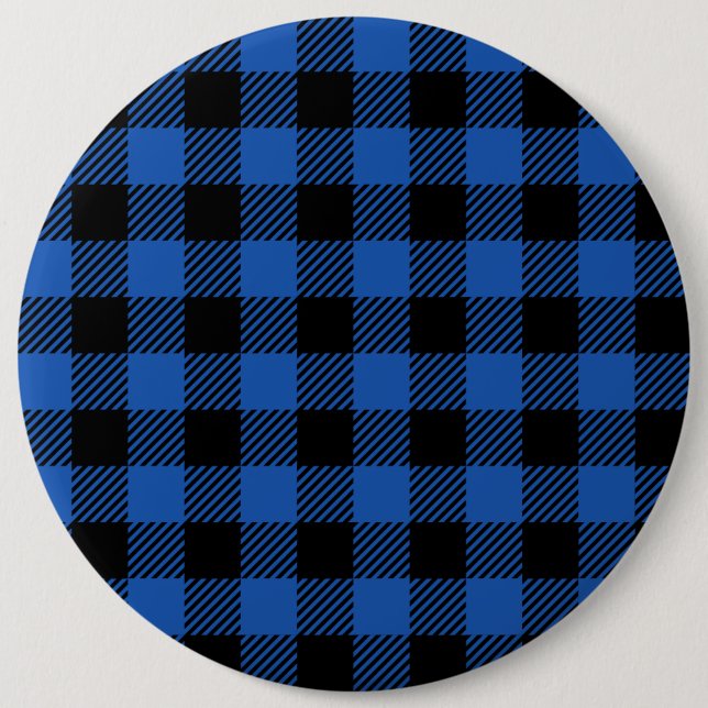 Schwarz-Blau-Schachbrettmuster Button (Vorderseite)