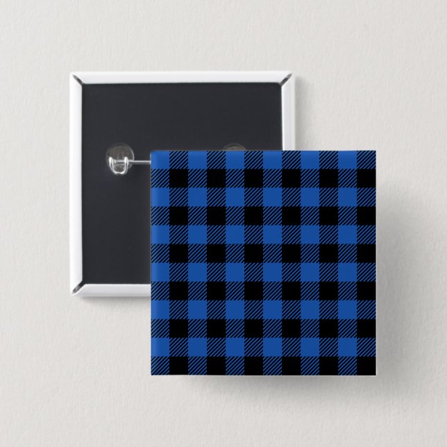 Schwarz-Blau-Schachbrettmuster Button (Vorne & Hinten)