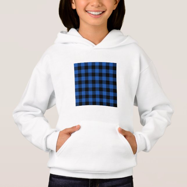 Schwarz-Blau-Schachbrettmuster Hoodie (Vorderseite)