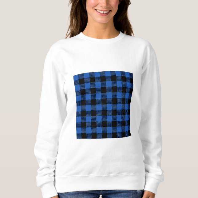 Schwarz-Blau-Schachbrettmuster Sweatshirt (Vorderseite)