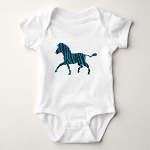 Schwarz-Blau-Silhouette Zebra Baby Strampler